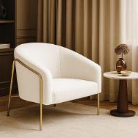 Poltrona Sala Industrial Alta Dourado Stella Bouclê Off White D03 - D'rossi - 1