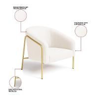 Poltrona Sala Industrial Alta Dourado Stella Bouclê Off White D03 - D'rossi - 3