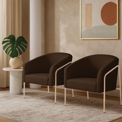 Poltrona Sala Industrial Alta Kit 2 Stella Suede Marrom D'Rossi