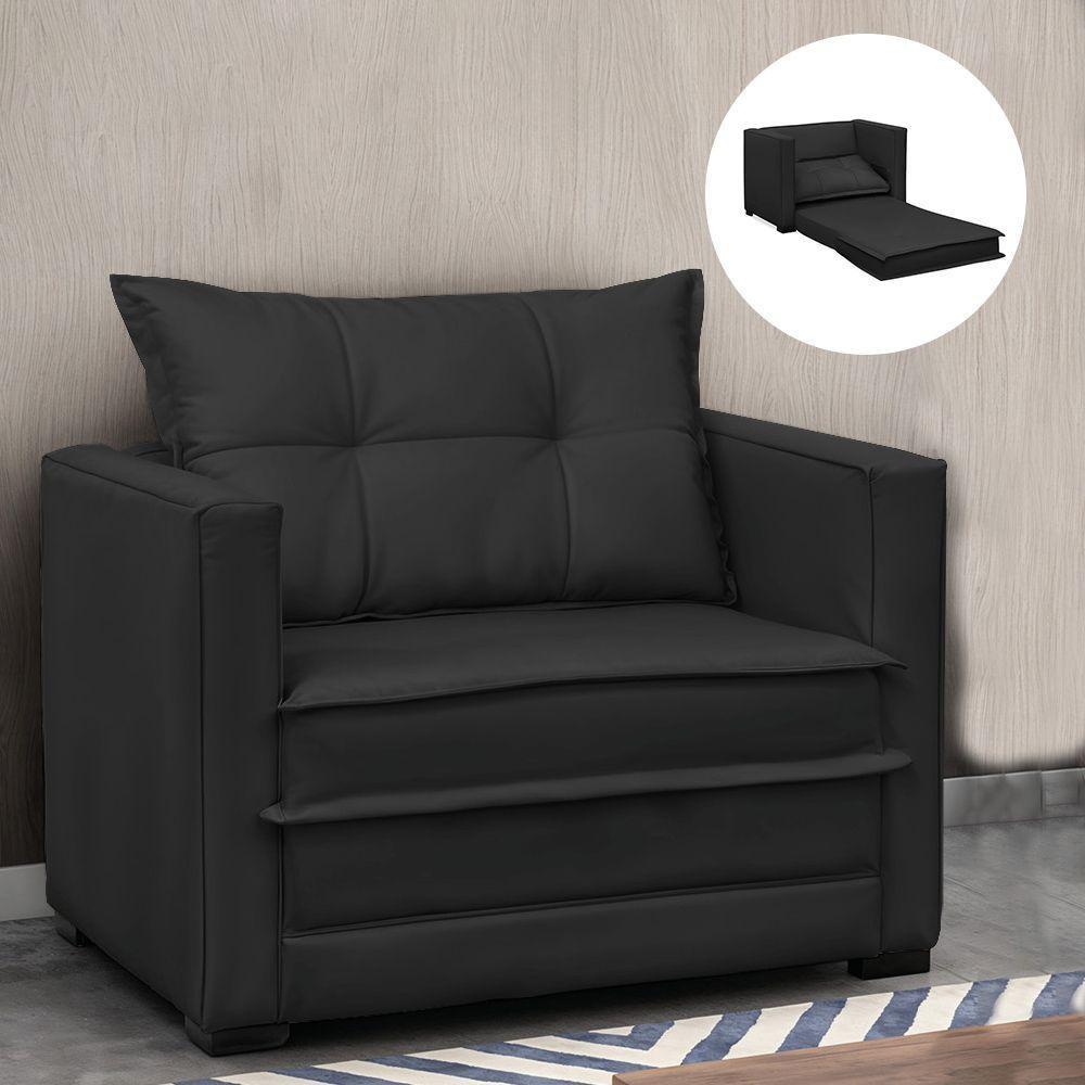 Poltrona Cama Retrátil Solteiro Milenni Veludo Preto B03 - D'rossi - 1
