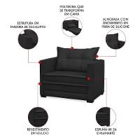 Poltrona Cama Retrátil Solteiro Milenni Veludo Preto B03 - D'rossi - 2