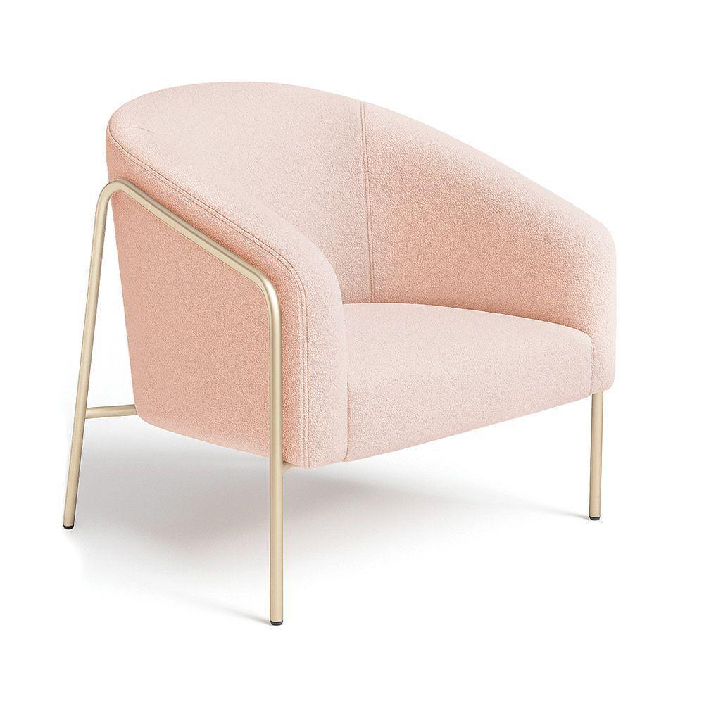 Poltrona Sala Industrial Alta Champanhe Stella Bouclê D03 - D'rossi Cor Rose - 2