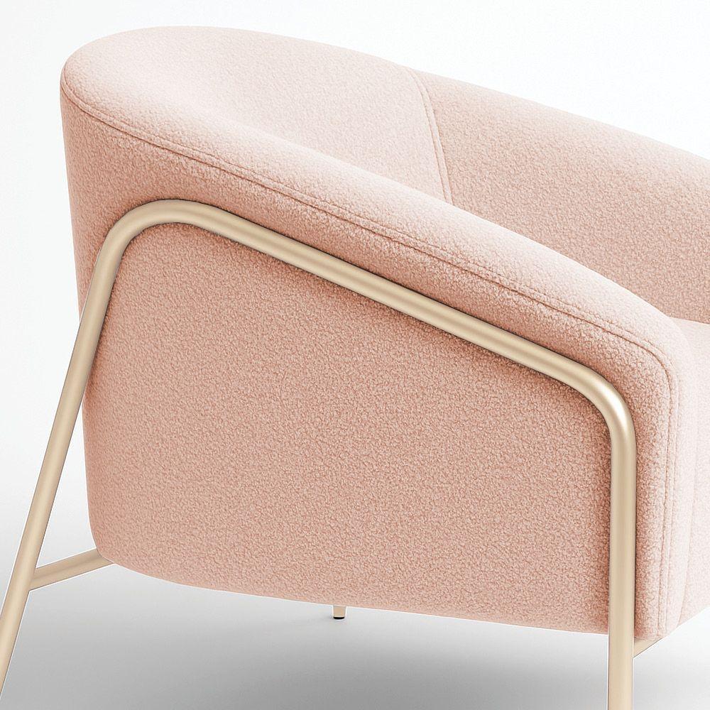 Poltrona Sala Industrial Alta Champanhe Stella Bouclê D03 - D'rossi Cor Rose - 7