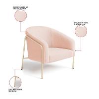 Poltrona Sala Industrial Alta Champanhe Stella Bouclê D03 - D'rossi Cor Rose - 3