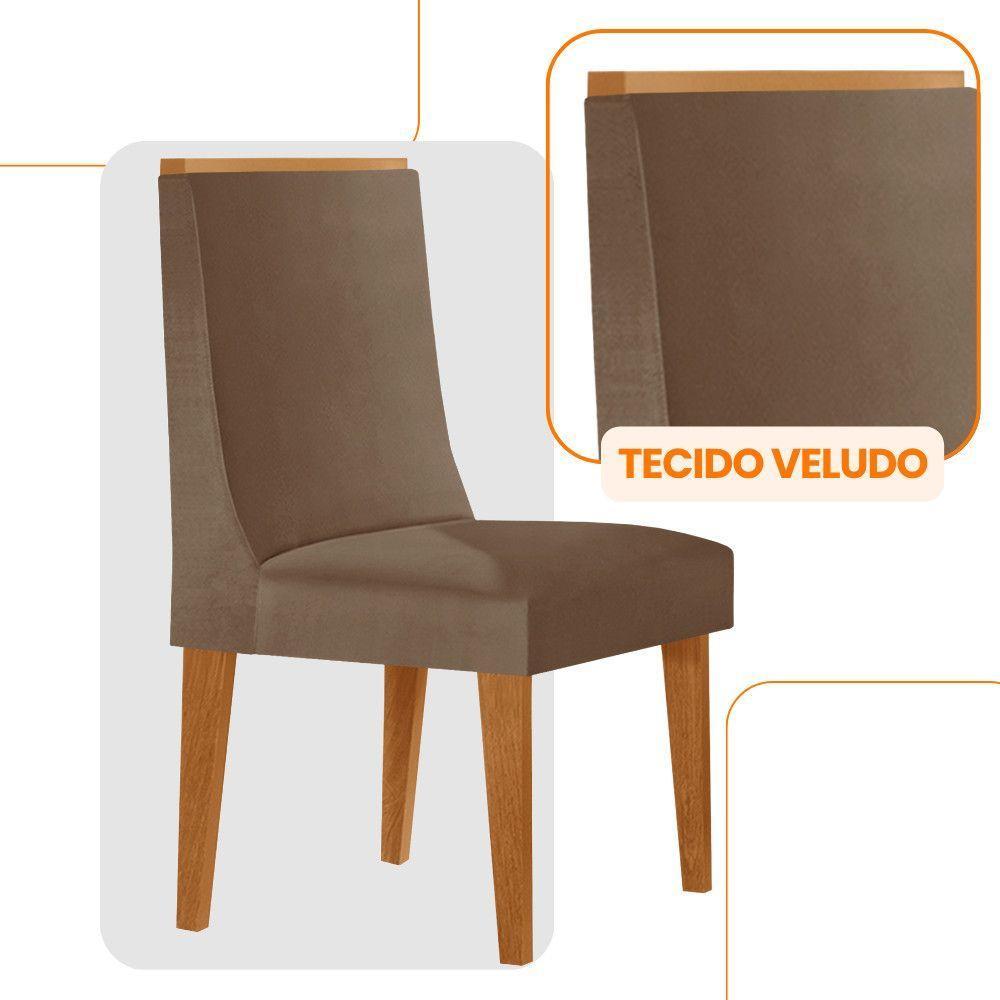 Conjunto Com 2 Cadeiras Para Sala De Jantar Moderna Mobília Veludo Capuccino Naturalle - 3
