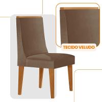 Conjunto Com 2 Cadeiras Para Sala De Jantar Moderna Mobília Veludo Capuccino Naturalle - 3