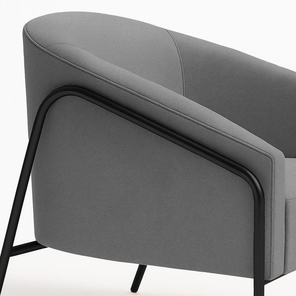 Poltrona Sala Industrial Alta Preto Kit 2 Stella Linho D03 - D'rossi Cor Grafite - 4