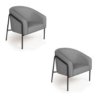 Poltrona Sala Industrial Alta Preto Kit 2 Stella Linho D03 - D'rossi Cor Grafite - 5