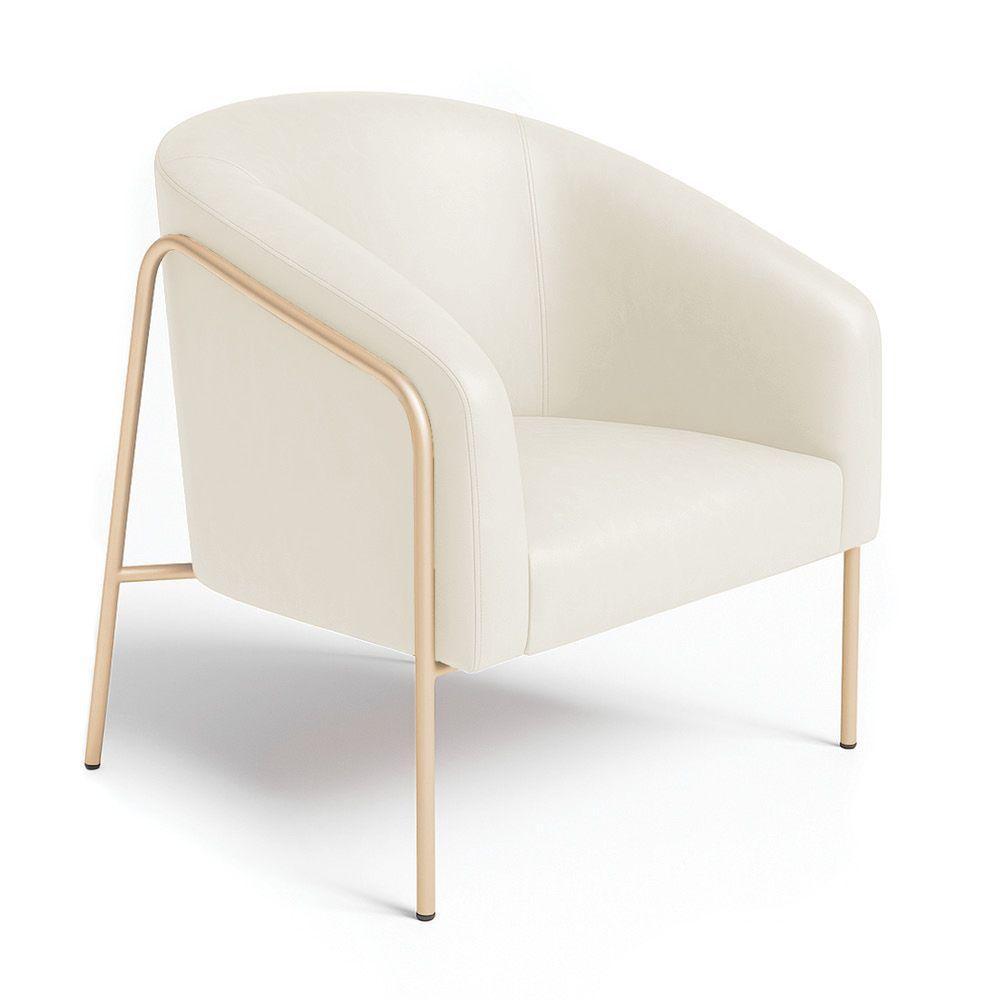 Poltrona Sala Industrial Alta Champanhe Kit 2 Stella Sintético Pu D03 - D'rossi Cor Bege - 5