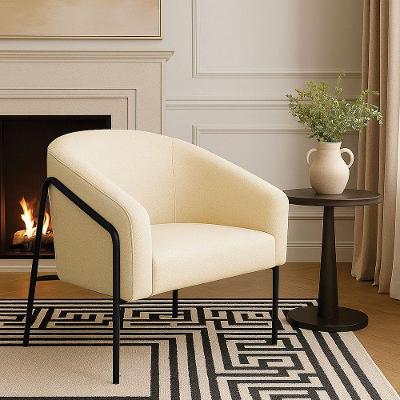 Poltrona Sala Industrial Alta Preto Stella Linho Bege D03 - D'rossi