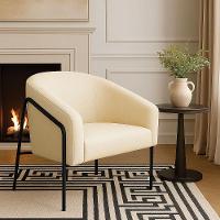 Poltrona Sala Industrial Alta Preto Stella Linho Bege D03 - D'rossi - 1