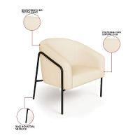 Poltrona Sala Industrial Alta Preto Stella Linho Bege D03 - D'rossi - 3