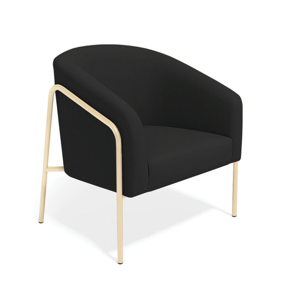 Poltrona Sala Industrial Alta Champanhe Kit 2 Stella Suede D03 - D'rossi Cor Preto - 5