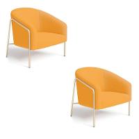 Poltrona Sala Industrial Alta Champanhe Kit 2 Stella Bouclê D03 - D'rossi Cor Mostarda - 2