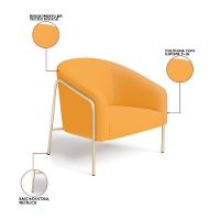 Poltrona Sala Industrial Alta Champanhe Kit 2 Stella Bouclê D03 - D'rossi Cor Mostarda - 3