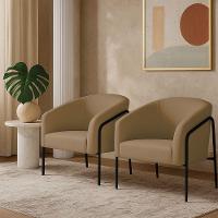 Poltrona Sala Industrial Alta Preto Kit 2 Stella Suede Marrom Rato D03 - D'rossi - 1