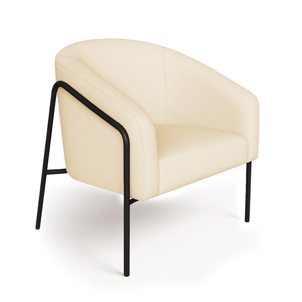 Poltrona Sala Industrial Alta Preto Stella Linho D03 - D'rossi Cor Bege - 2
