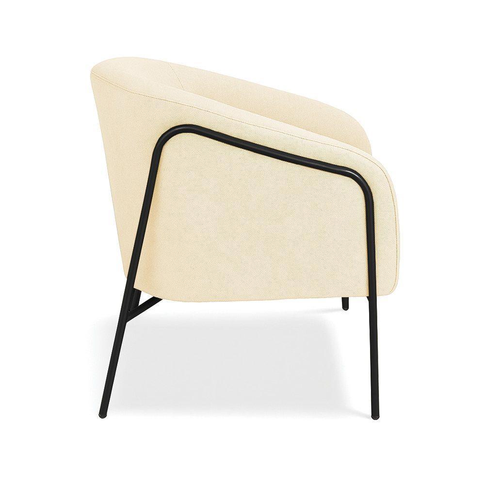 Poltrona Sala Industrial Alta Preto Stella Linho D03 - D'rossi Cor Bege - 5