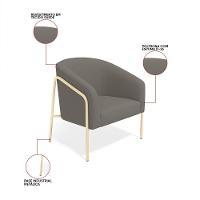 Poltrona Sala Industrial Alta Champanhe Kit 2 Stella Suede Grafite D03 - D'rossi - 3