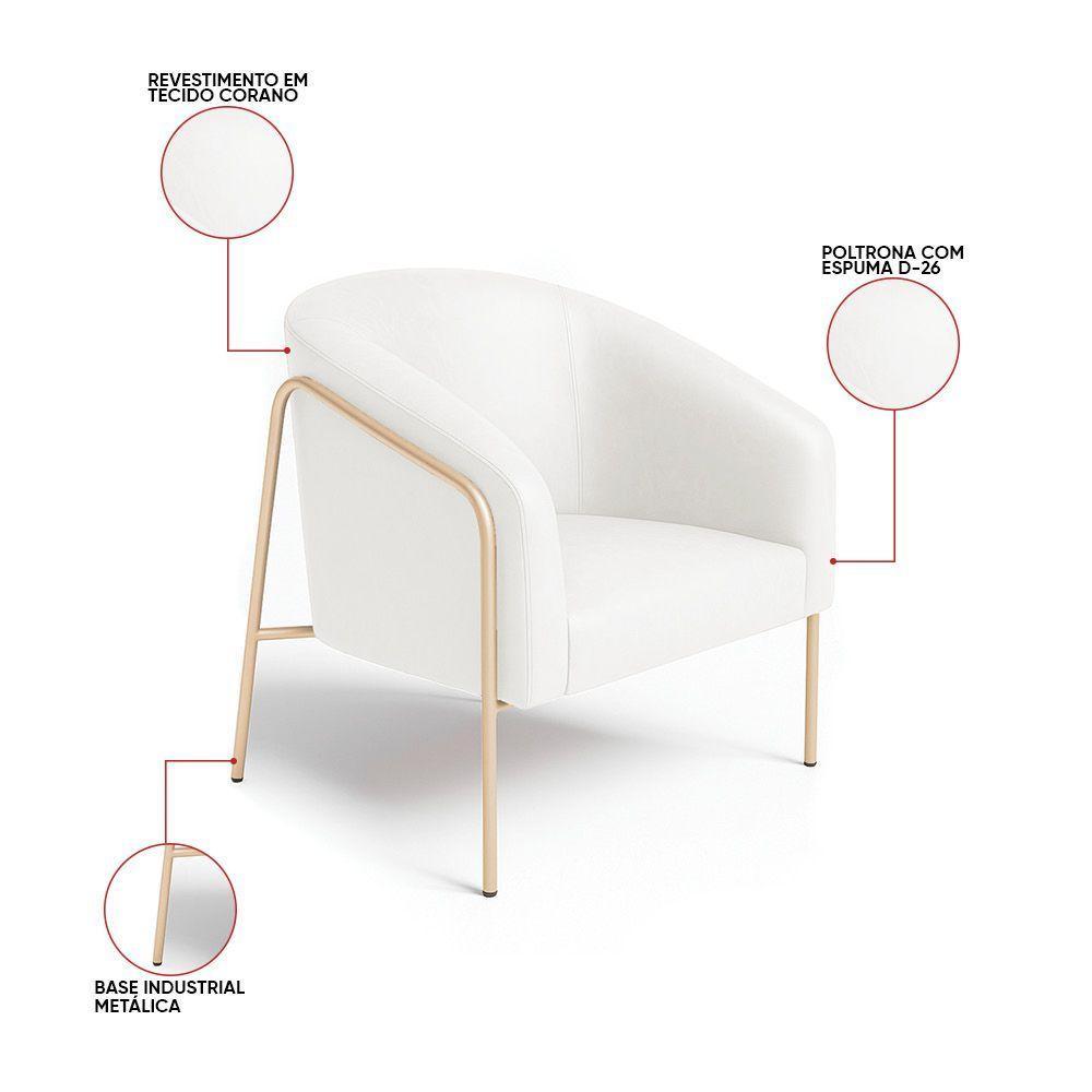Poltrona Sala Industrial Alta Champanhe Kit 2 Stella Sintético Pu D03 - D'rossi Cor Branco - 4