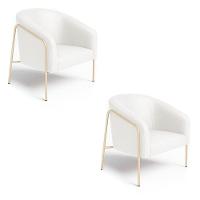 Poltrona Sala Industrial Alta Champanhe Kit 2 Stella Sintético Pu D03 - D'rossi Cor Branco - 3