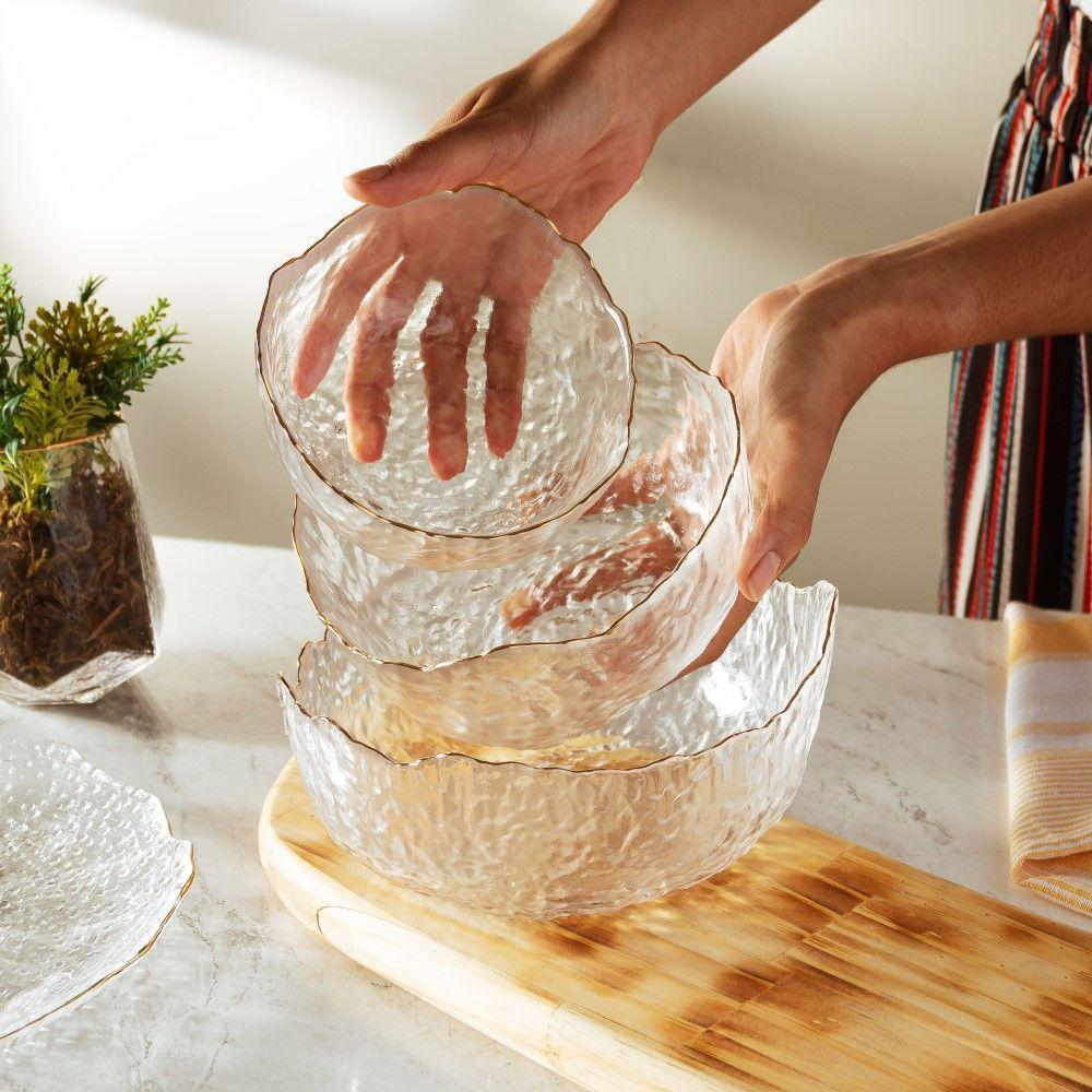 Bowl De Cristal Martelado Com Borda Dourada 19 X 10 Cm Taj Wolff - 7