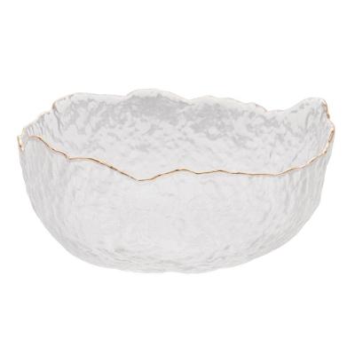 Bowl de Cristal Taj Martelado com Borda Dourada 19x10cm 1,2L para Mesa Transparente Wolff