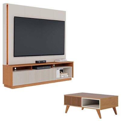 Estante Home Theater Jordão Off White Freijó Com Mesa De Centro Jeri Freijó Off White - Colibri