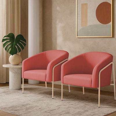 Poltrona Sala Industrial Alta Champanhe Kit 2 Stella Suede D03 - D'rossi Cor Rose