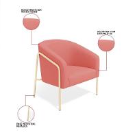 Poltrona Sala Industrial Alta Champanhe Kit 2 Stella Suede D03 - D'rossi Cor Rose - 3