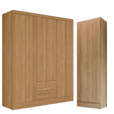 Guarda Roupa Casal Versa 6 Portas Com Armário Multiuso Aura Freijó Fosco - Kits Paraná