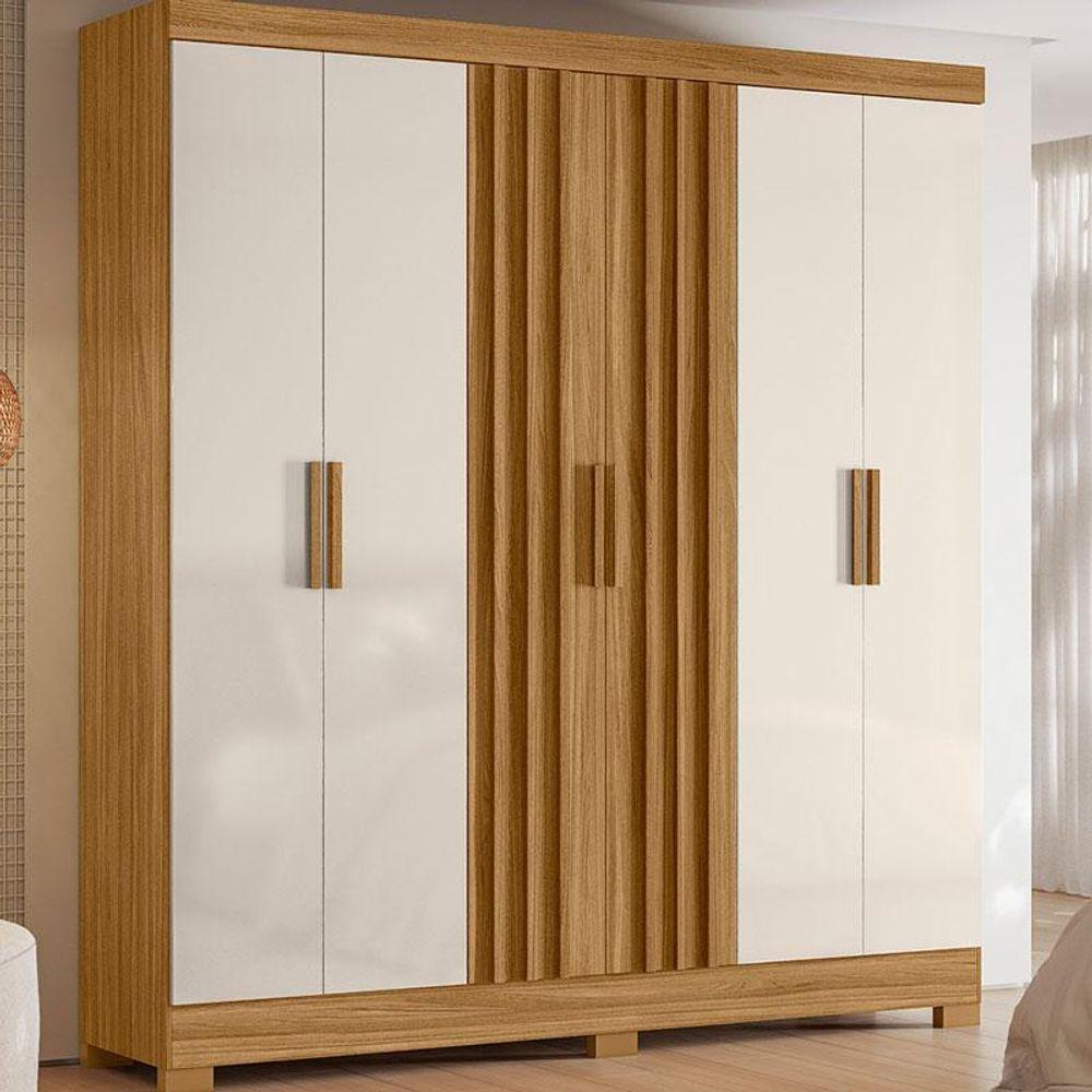 Guarda Roupa Casal Ambiente Valença 6 Portas Freijó Off White - Moval - 1