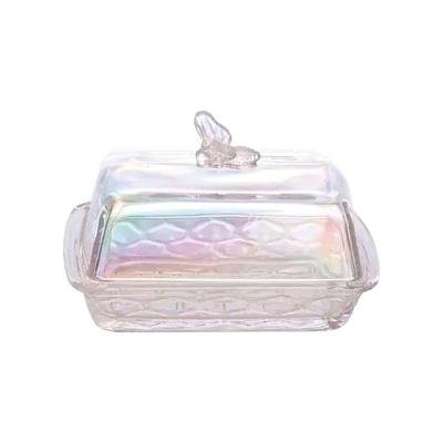 Manteigueira Em Vidro Bee Rainbow 15x10cm Haüskraft