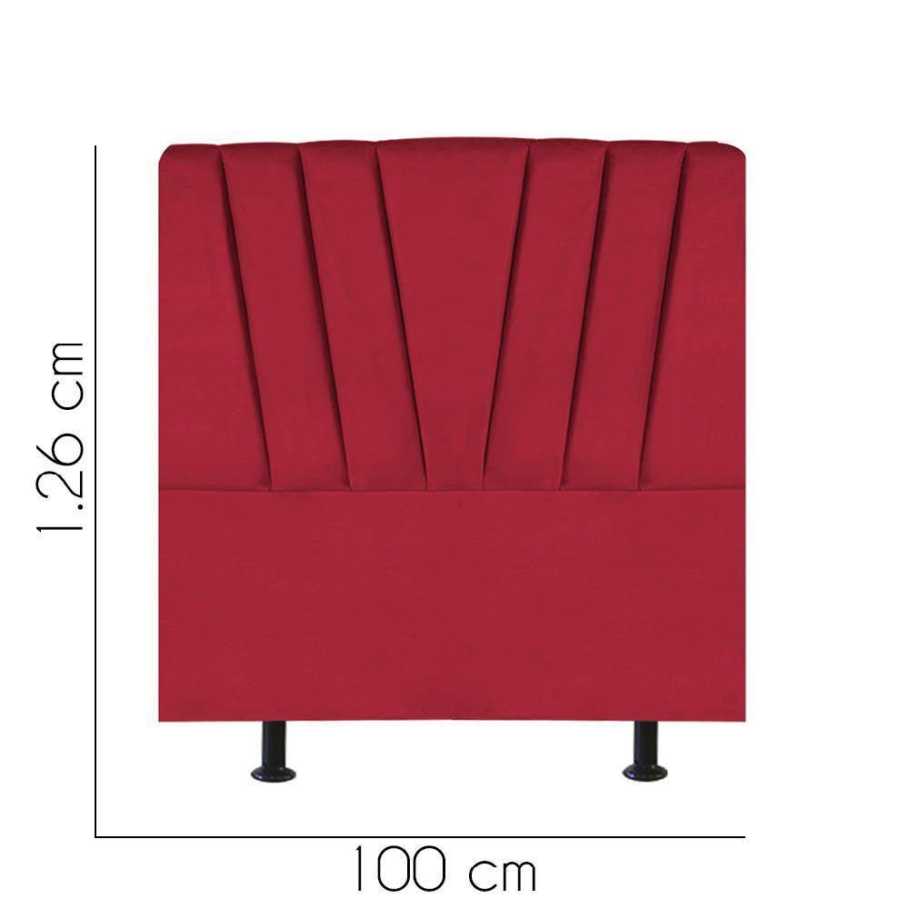 Cabeceira Estofada Bélgica 100cm Solteiro Para Cama Colchão Box Quarto Corino Vermelho - Aurora Line - 2