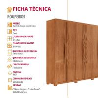 Guarda Roupa Casal Dunas 6 Portas E 2 Gavetas Mdf Moderna Naturalle - 6
