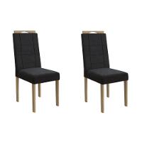 Cadeira Sala De Jantar Flora 2cad150 Madeirado Kit 2 Un Carvalho/suede Preto - Kappesberg - 1