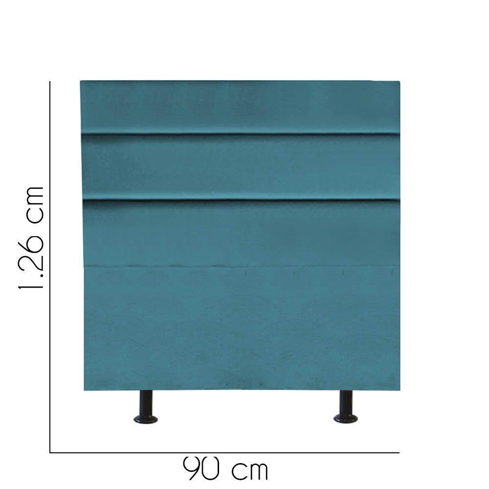 Cabeceira Estofada Argentina 90cm Solteiro Para Cama Colchão Box Quarto Suede Azul Turquesa - Aurora Line - 2