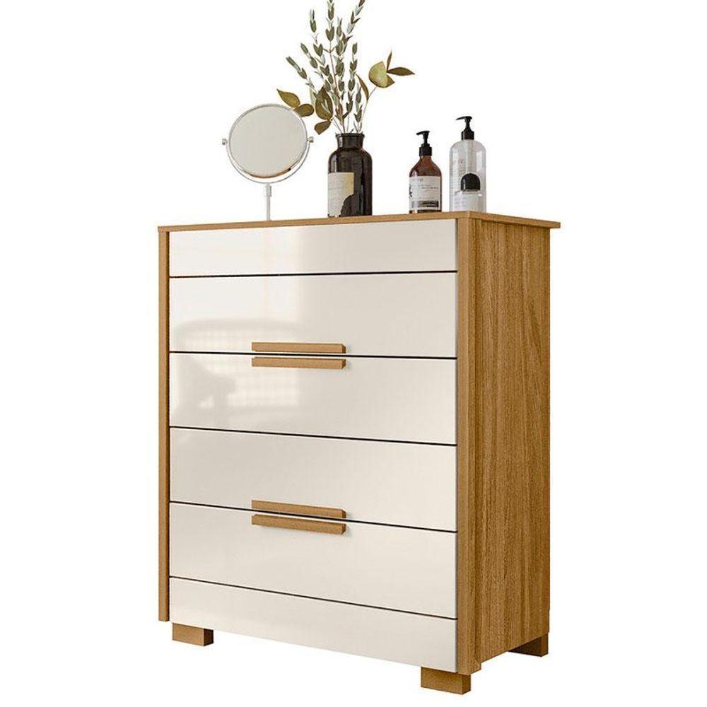 Guarda Roupa Casal Bahamas E Cômoda Dhara Freijó Off White- Moval - 6