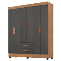 Guarda Roupa Casal Lite Ambiente 6 Portas Nature Cinza - Móveis Leão - 5