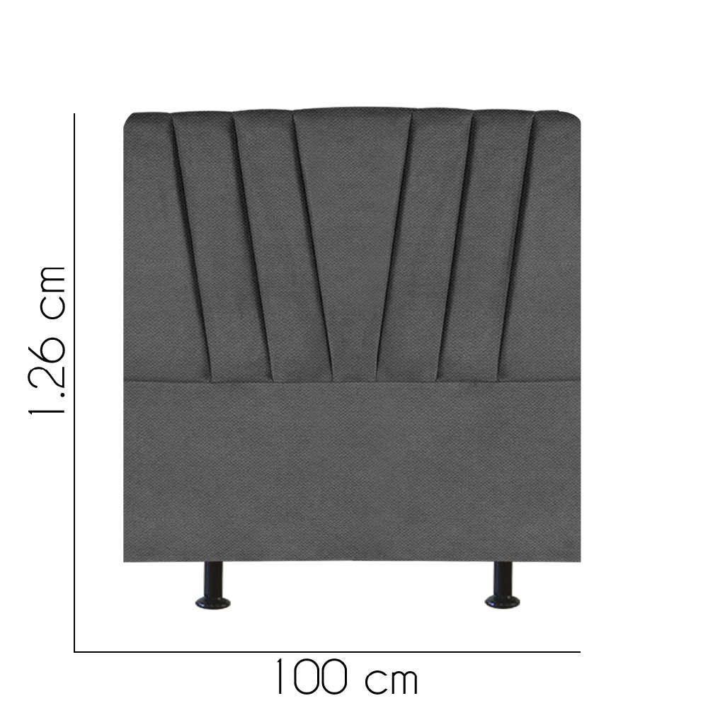 Cabeceira Estofada Bélgica 100cm Solteiro Para Cama Colchão Box Quarto Linho Cinza - Aurora Line - 3