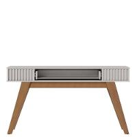 Rack Bancada Yara Freijó Off White Com Aparador Para Sala Riviera Off White - Colibri - 6