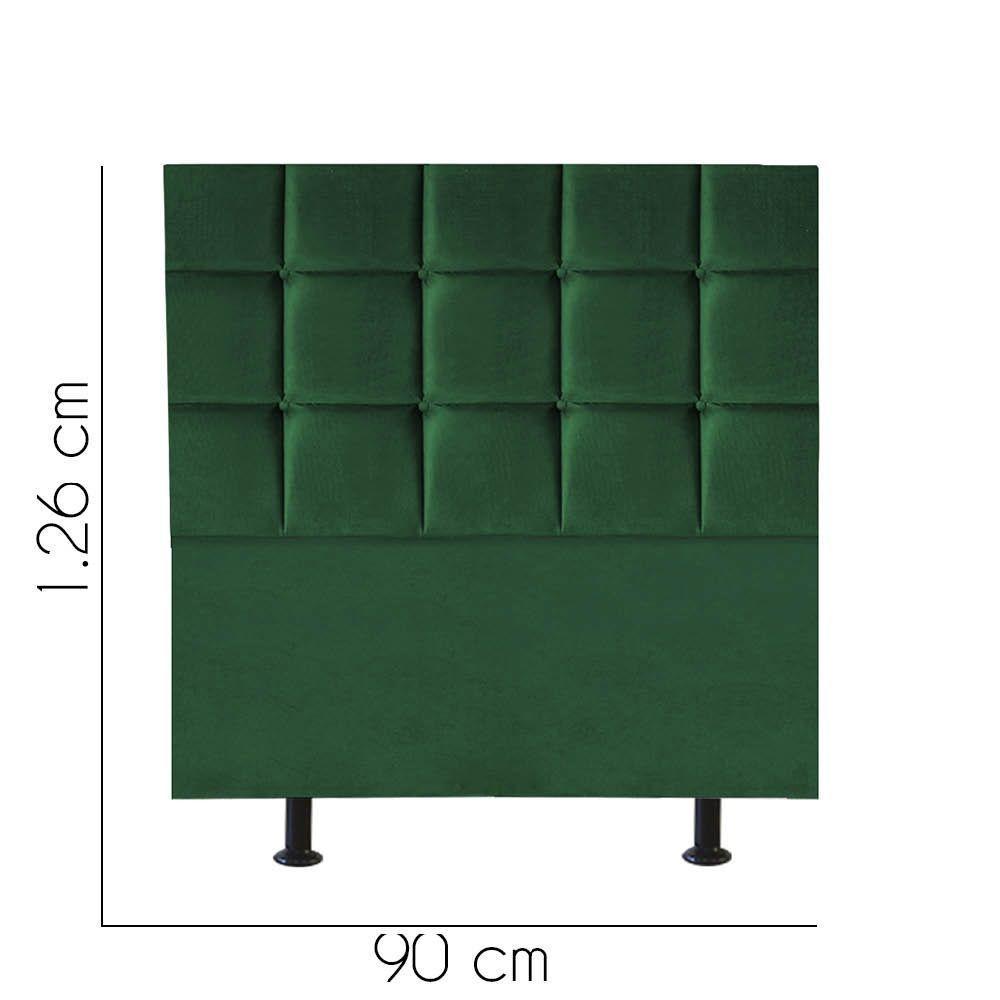 Cabeceira Estofada Cama Box Solteiro 90cm Espanha Suede Verde- Mabe Magazine - 2