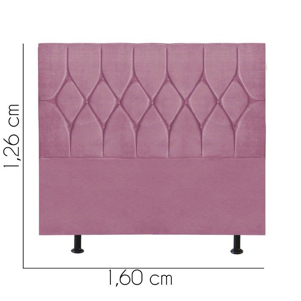 Cabeceira Estofada Cama Box Queen 160cm Istambul Suede Rosa Bebe- Mabe Magazine - 3
