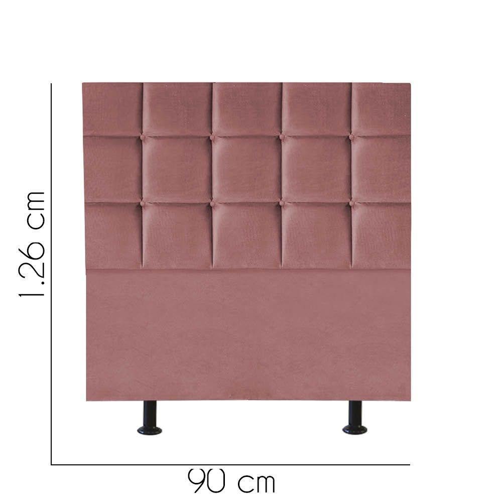 Cabeceira Estofada Cama Box Solteiro 90cm Espanha Suede Rose- Mabe Magazine - 2