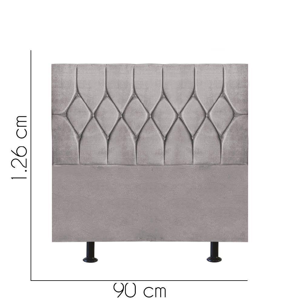 Cabeceira Estofada Cama Box Solteiro 90cm Istambul Suede Cinza Claro- Mabe Magazine - 3