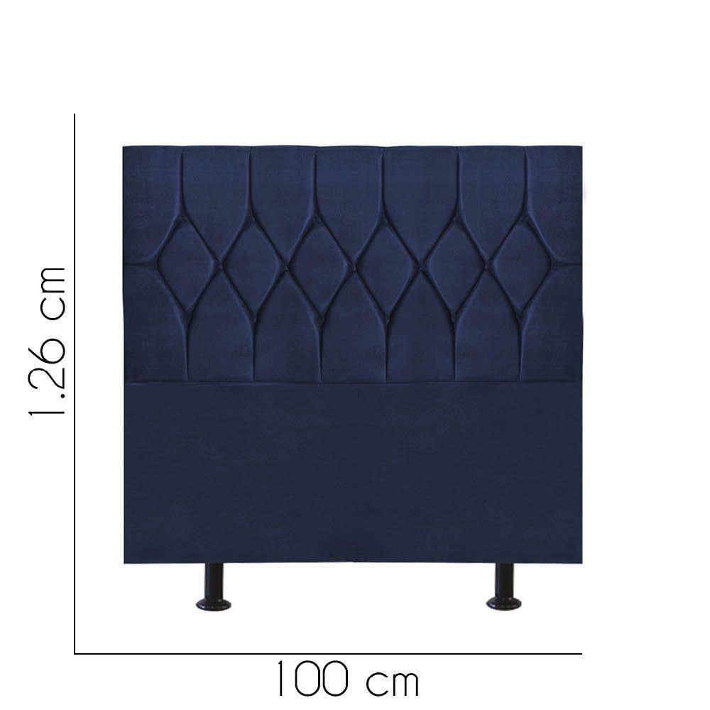 Cabeceira Estofada Cama Box Solteiro 100cm Istambul Suede Azul- Mabe Magazine - 3