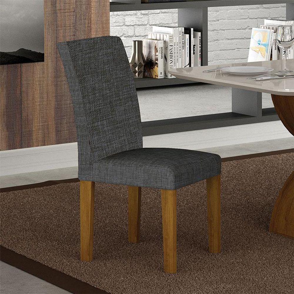 Cadeira Para Mesa De Jantar Napoli Mdf Kit 2 Peças Freijó Linho Chumbo - Leifer Móveis - 5