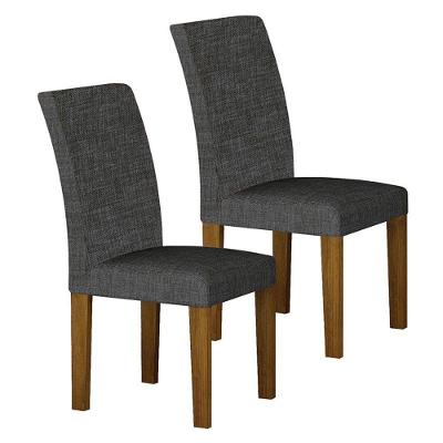 Cadeira Para Mesa De Jantar Napoli Mdf Kit 2 Peças Freijó Linho Chumbo - Leifer Móveis