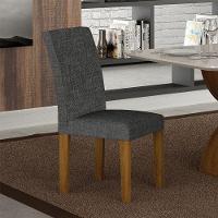 Cadeira Para Mesa De Jantar Napoli Mdf Kit 2 Peças Freijó Linho Chumbo - Leifer Móveis - 5