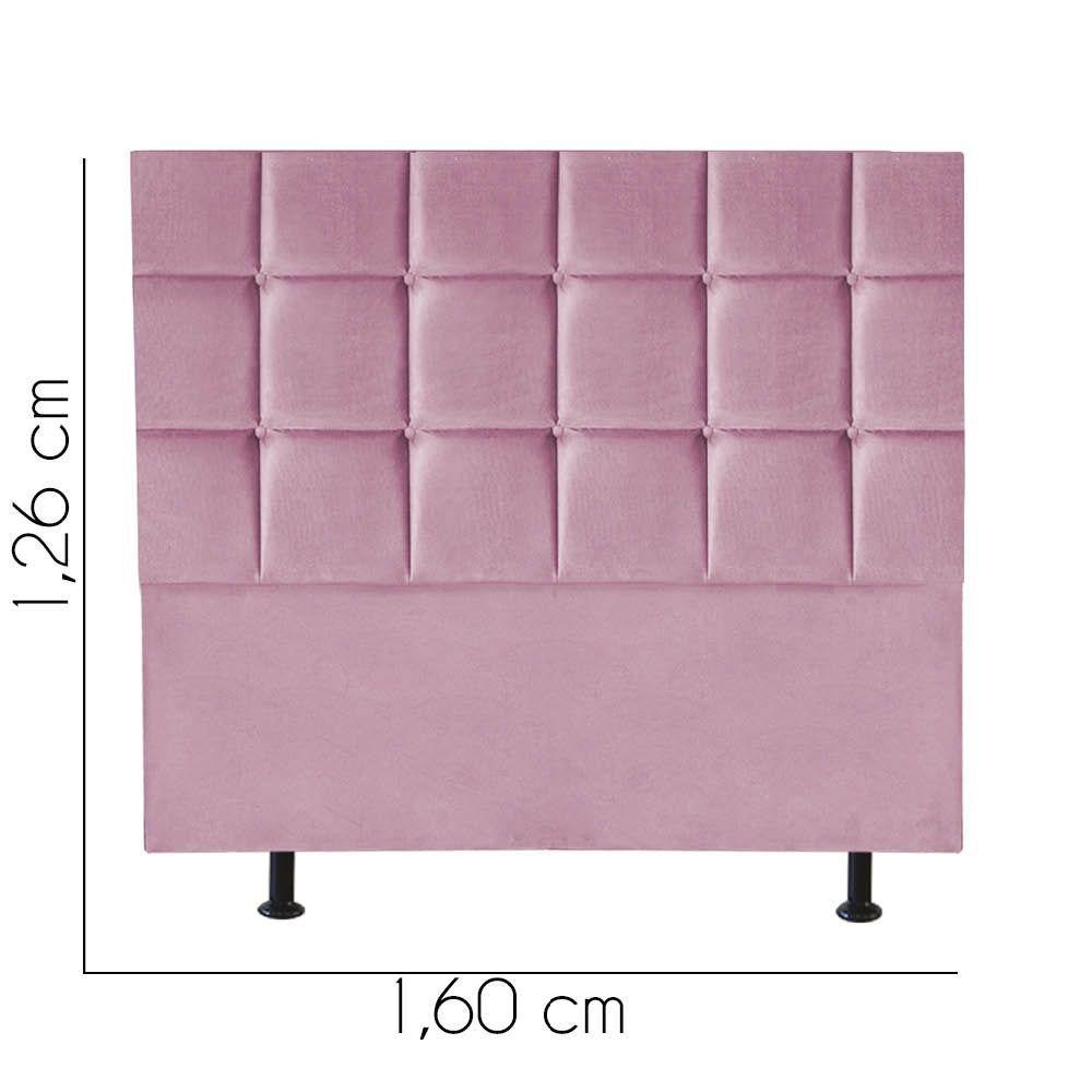 Cabeceira Estofada Cama Box Casal Queen 160cm Espanha Suede Rosa Bebe- Mabe Magazine - 2